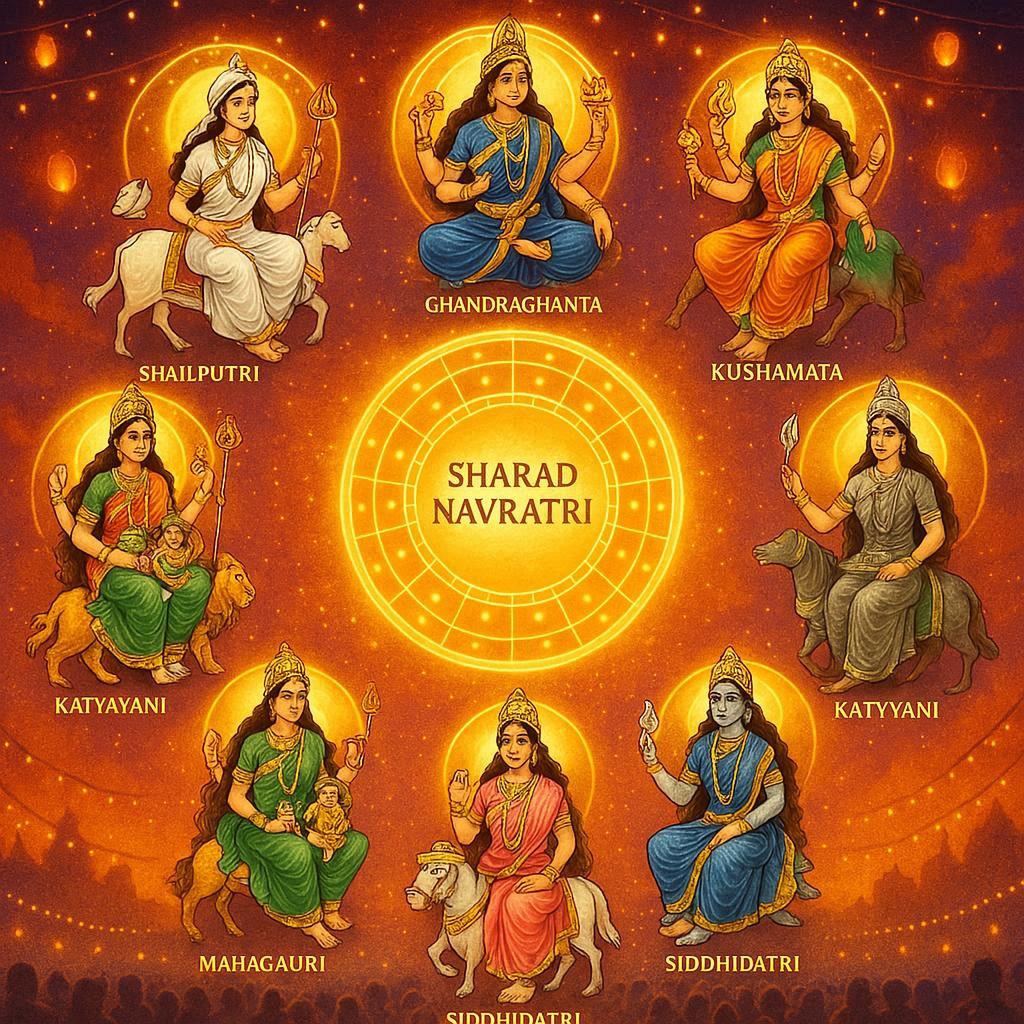 शारदीय नवरात्रि 2025: पूरा कैलेंडर, दिनवार देवी मूर्ति, रंग और विधि | Sharad Navratri Calendar in Hindi