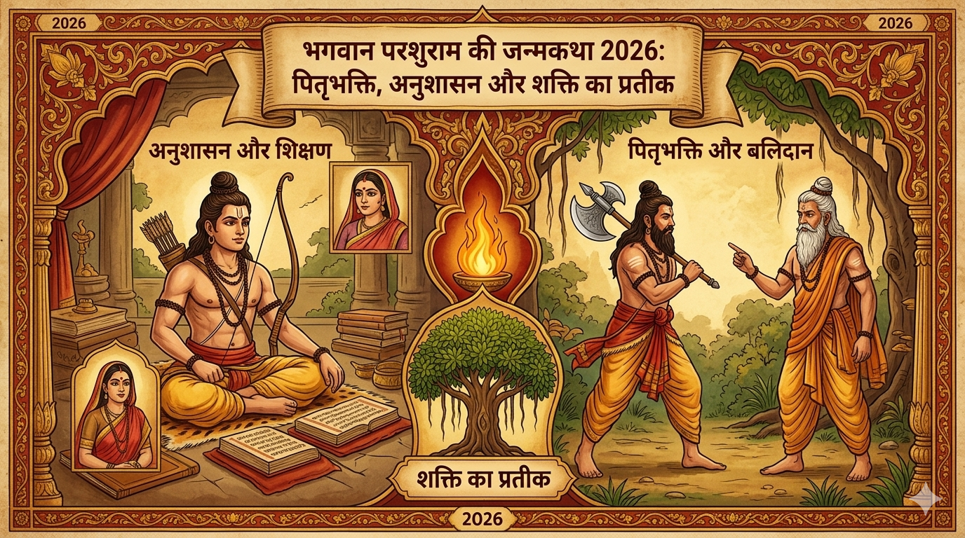 भगवान परशुराम की जन्मकथा 2026: पितृभक्ति, अनुशासन और शक्ति का प्रतीक