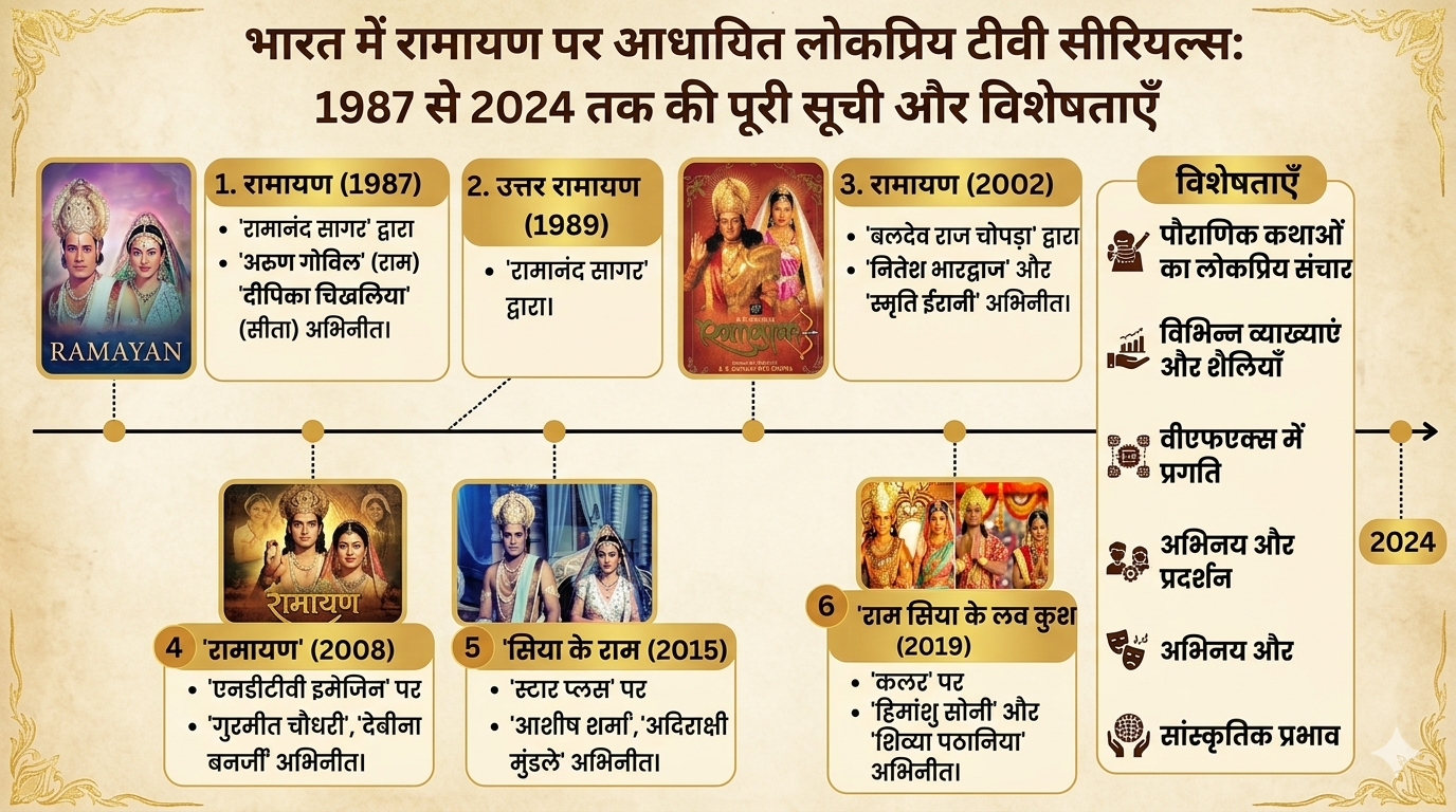 भारत में रामायण पर आधारित लोकप्रिय टीवी सीरियल्स: 1987 से 2024 तक की पूरी सूची और विशेषताएँ