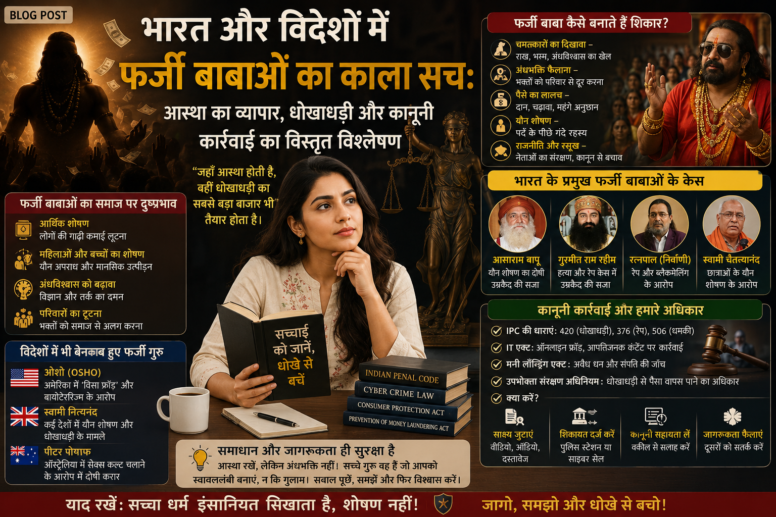 भारत और विदेशों में फर्जी बाबाओं का काला सच: आस्था का व्यापार, धोखाधड़ी और कानूनी कार्रवाई का विस्तृत विश्लेषण