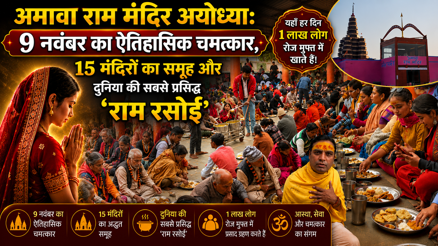 अमावा राम मंदिर अयोध्या: 9 नवंबर का ऐतिहासिक चमत्कार, 15 मंदिरों का समूह और दुनिया की सबसे प्रसिद्ध