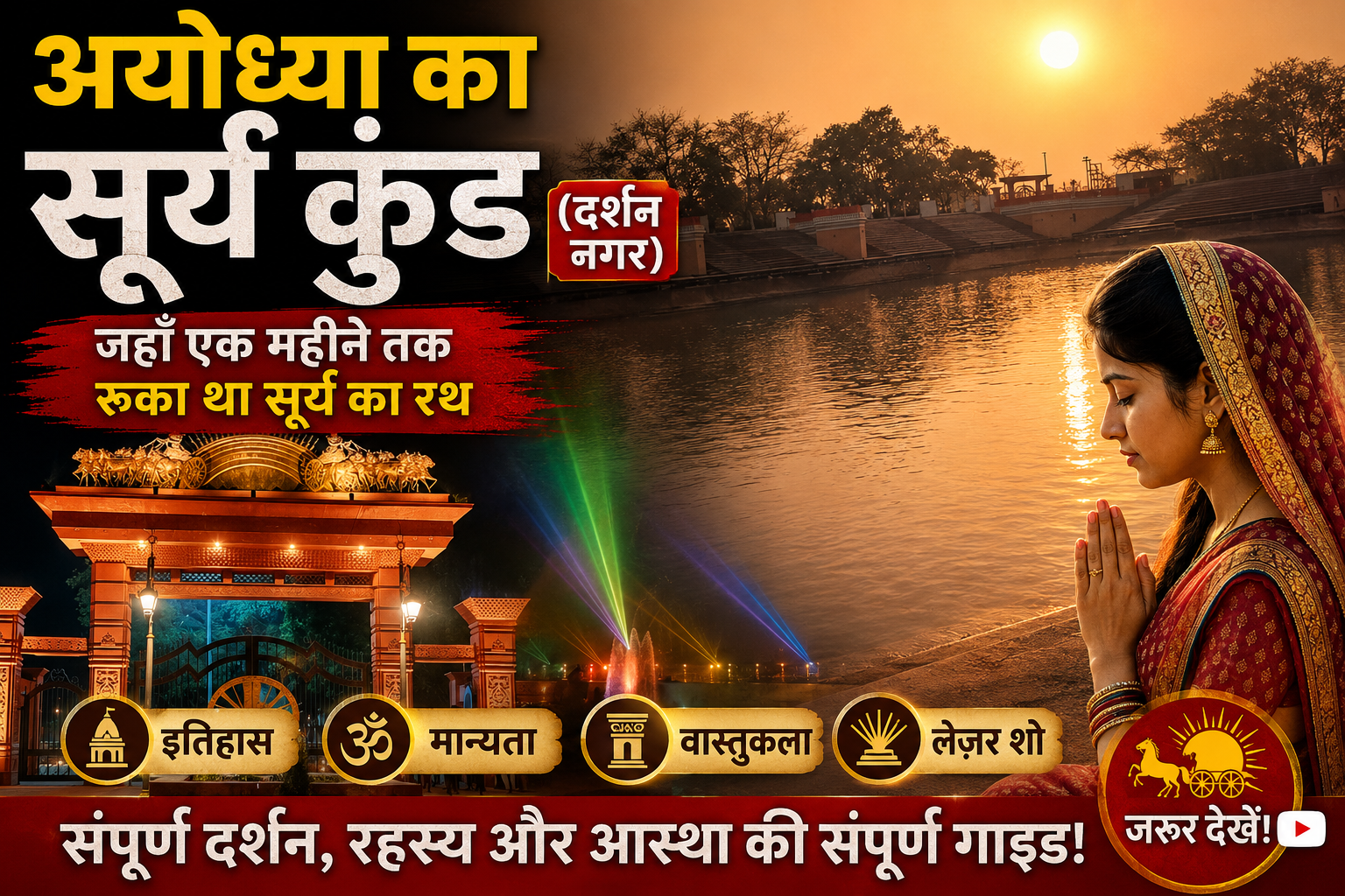 अयोध्या का सूर्य कुंड (दर्शन नगर): जहाँ एक महीने तक रुका था सूर्य का रथ | इतिहास, मान्यता, वास्तुकला और लेज़र शो गाइड 🌅