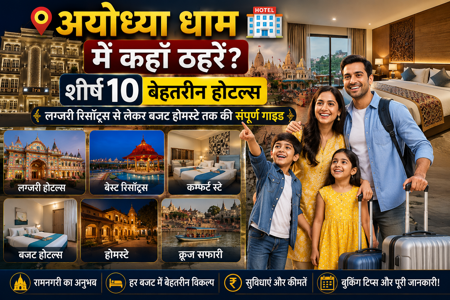 अयोध्या धाम में कहाँ ठहरें? शीर्ष 10 बेहतरीन होटल्स, लग्जरी रिसॉर्ट्स से लेकर बजट होमस्टे तक की संपूर्ण गाइड