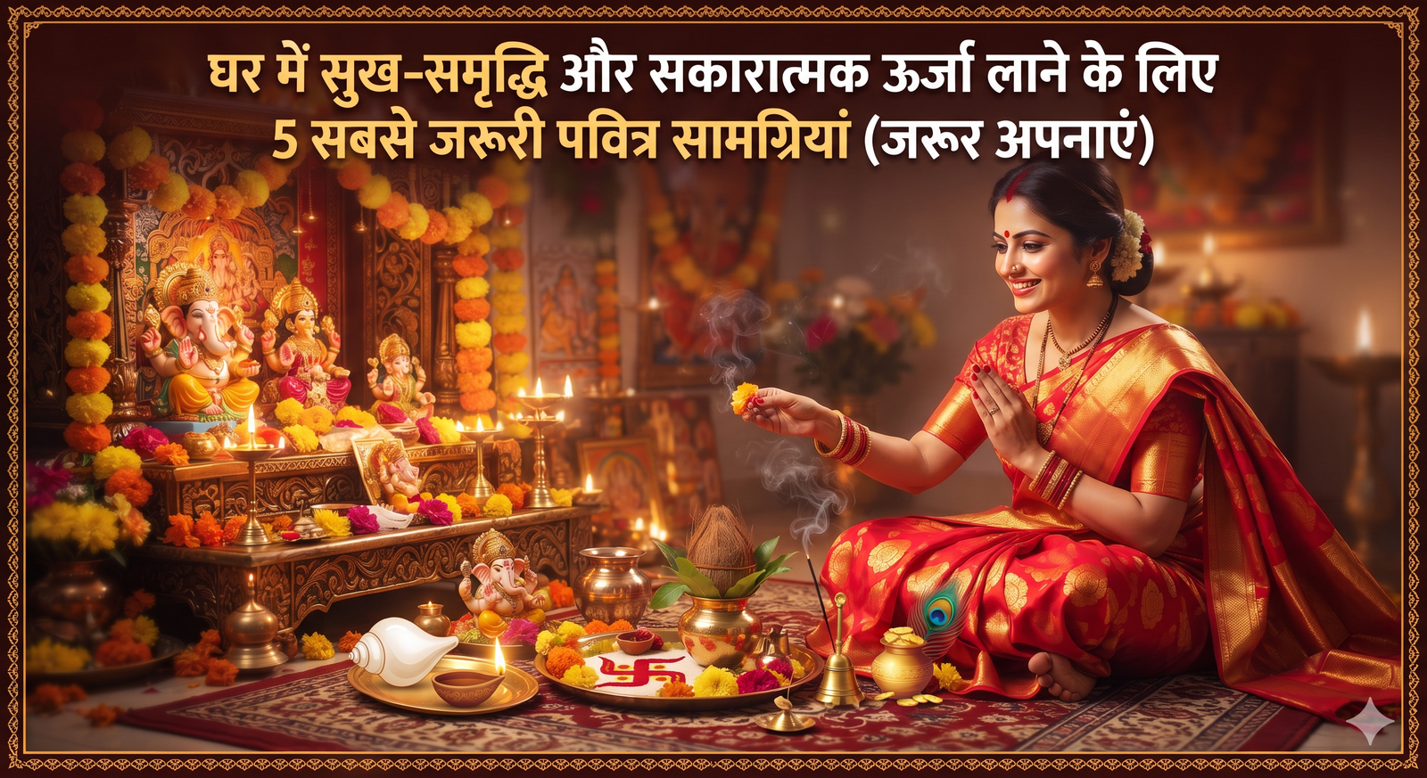 घर में सुख-समृद्धि और सकारात्मक ऊर्जा लाने के लिए 5 सबसे जरूरी पवित्र सामग्रियां (जरूर अपनाएं)