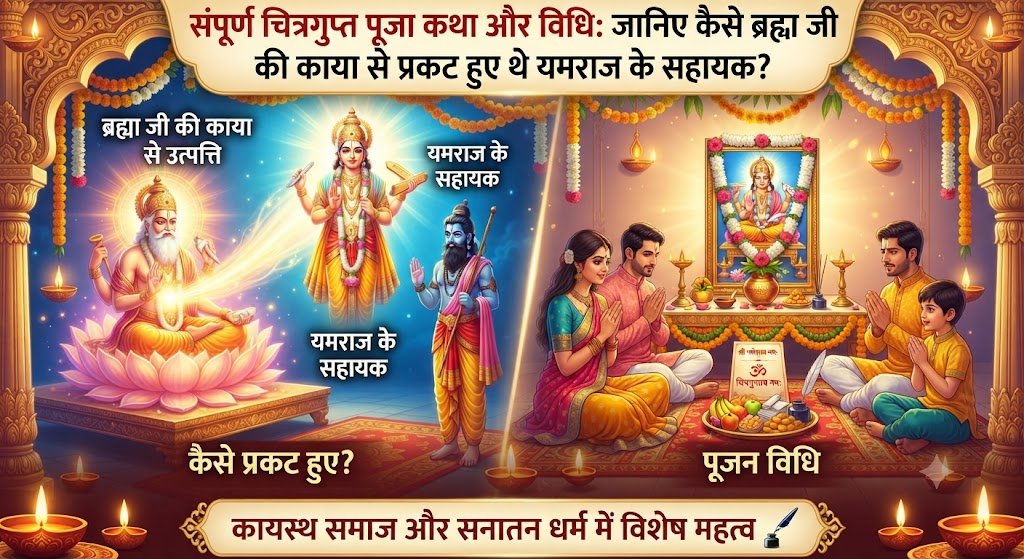 संपूर्ण चित्रगुप्त पूजा कथा और विधि: जानिए कैसे ब्रह्मा जी की काया से प्रकट हुए थे यमराज के सहायक?
